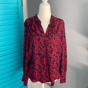 ZADIG & VOLTAIRE Womens Tink Bico Blouse Long Sleeves Floral Satin Red Size XS